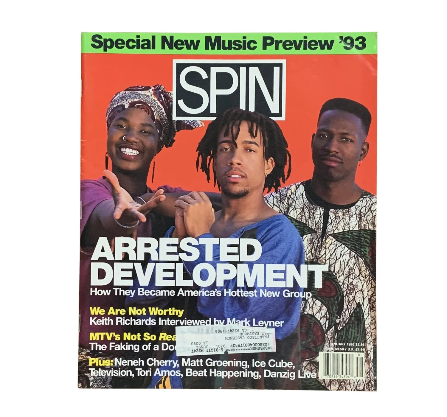 Vintage Spin Arrested Development January 1993 Cover Issue